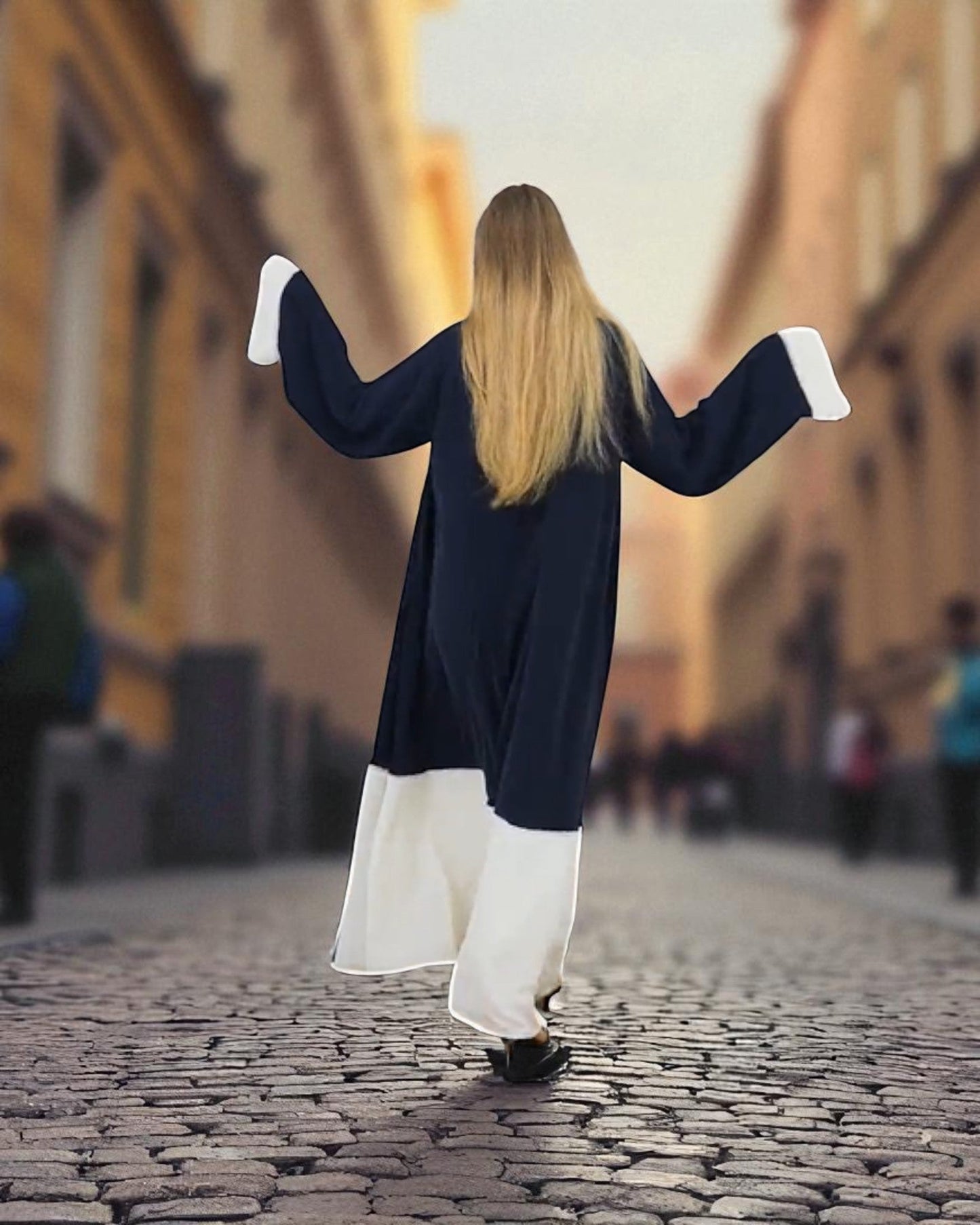 Two-Tone Firdaus Three-Piece Abaya Set with Inner & Hijab