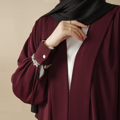 Luxurious Three-Piece Abaya Set with Designer Sleeves
