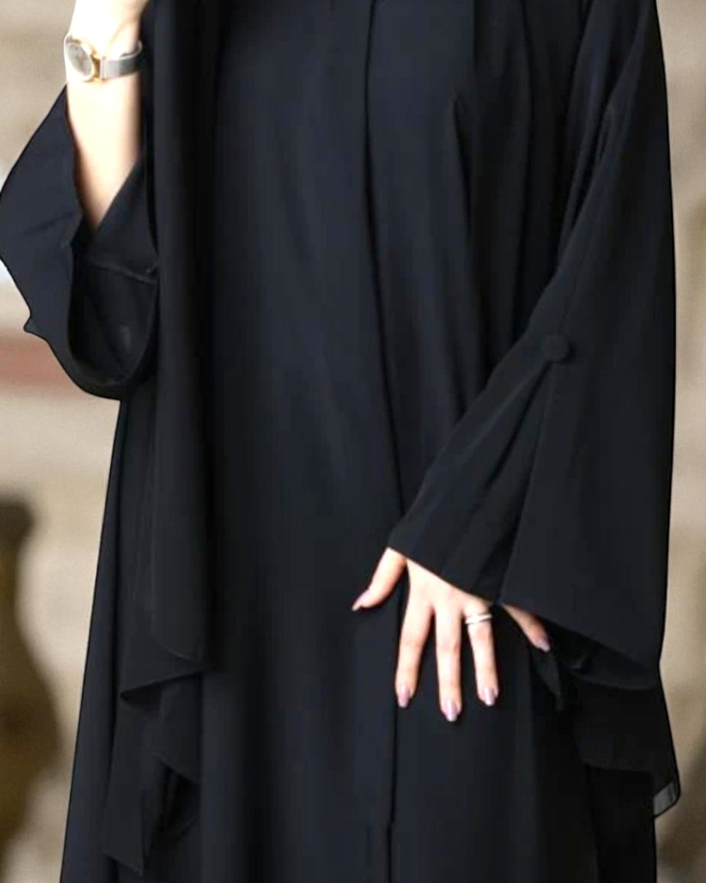 Minimal Grace Black Burqa Abaya in Pure Prada Fabric with Designer Sleeves