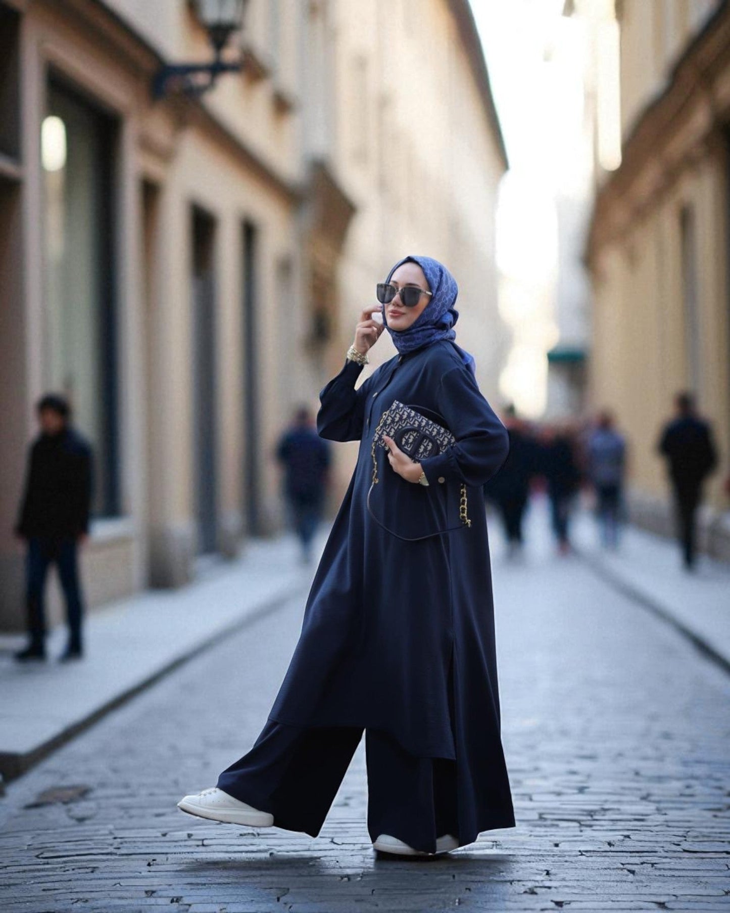 Co-ord Abaya Set for Women Ð Firdaus Fabric with Wide Palazzo & Tunic