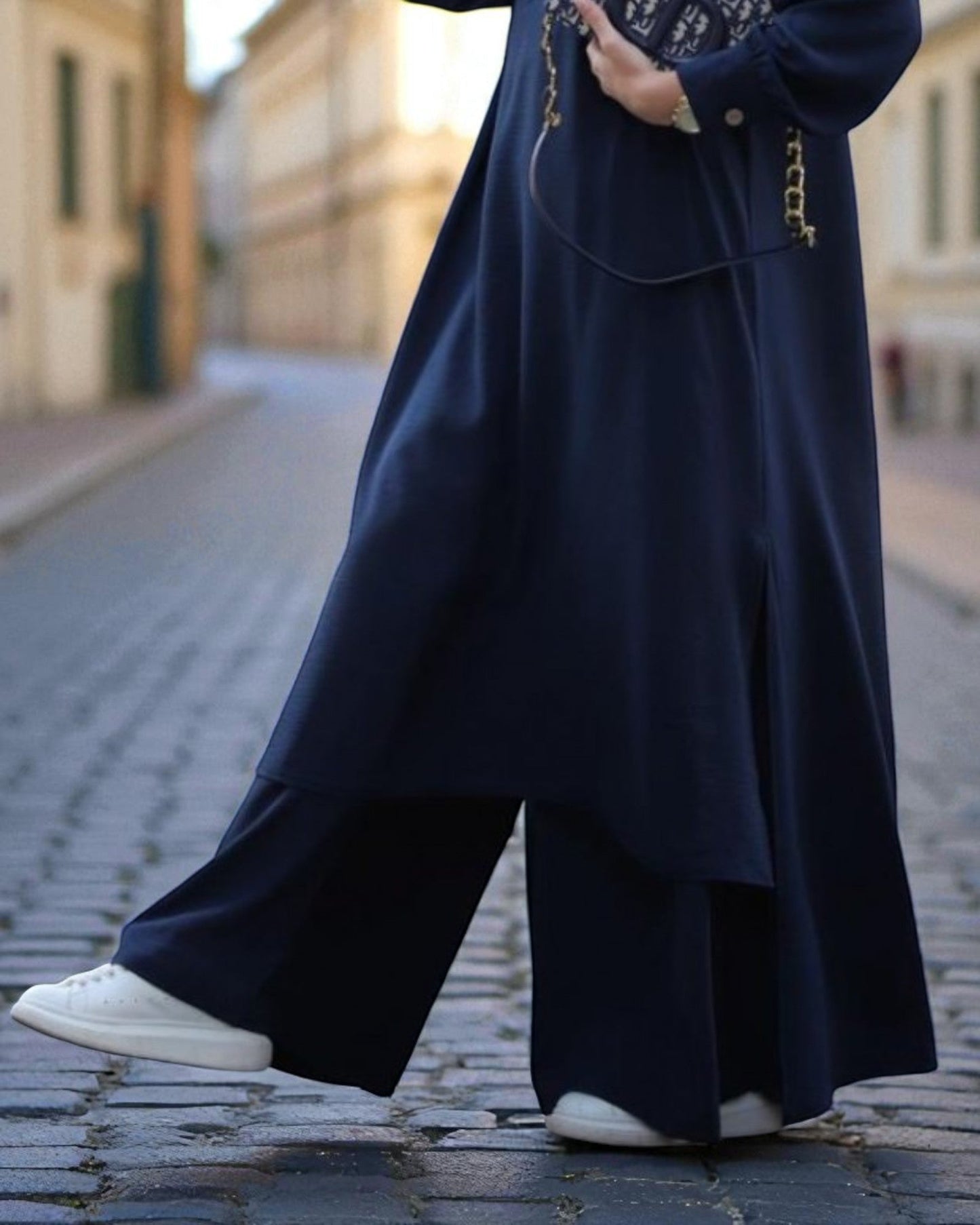 Co-ord Abaya Set for Women Ð Firdaus Fabric with Wide Palazzo & Tunic