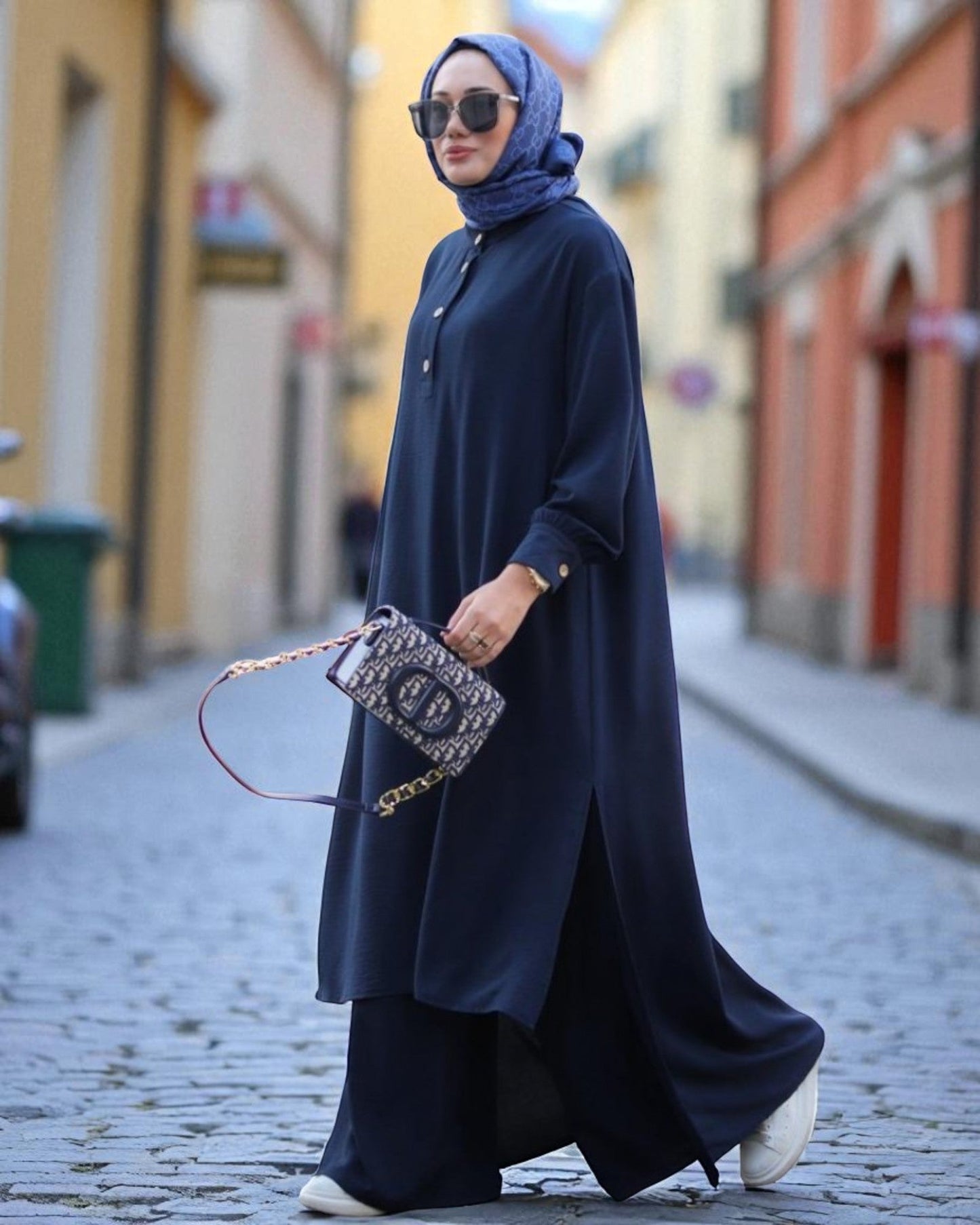 Co-ord Abaya Set for Women Ð Firdaus Fabric with Wide Palazzo & Tunic