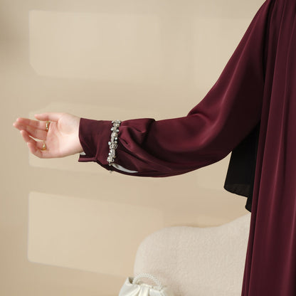 Luxurious Three-Piece Abaya Set with Designer Sleeves