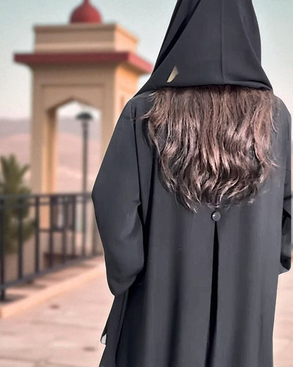 Minimal Grace Black Burqa Abaya in Pure Prada Fabric with Designer Sleeves