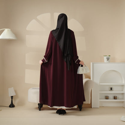 Luxurious Three-Piece Abaya Set with Designer Sleeves