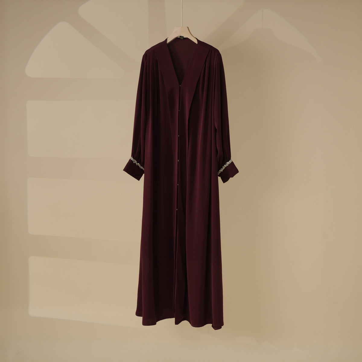 Luxurious Three-Piece Abaya Set with Designer Sleeves