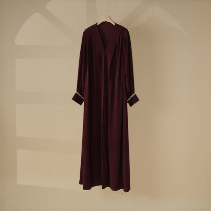 Luxurious Three-Piece Abaya Set with Designer Sleeves