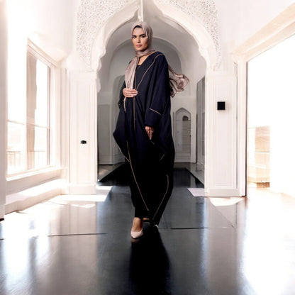 Luxury Tiktok Bhisht Kaftan Abaya with Satin Hijab Black