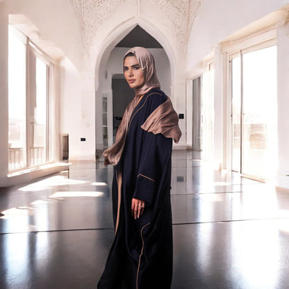 Luxury Tiktok Bhisht Kaftan Abaya with Satin Hijab Black