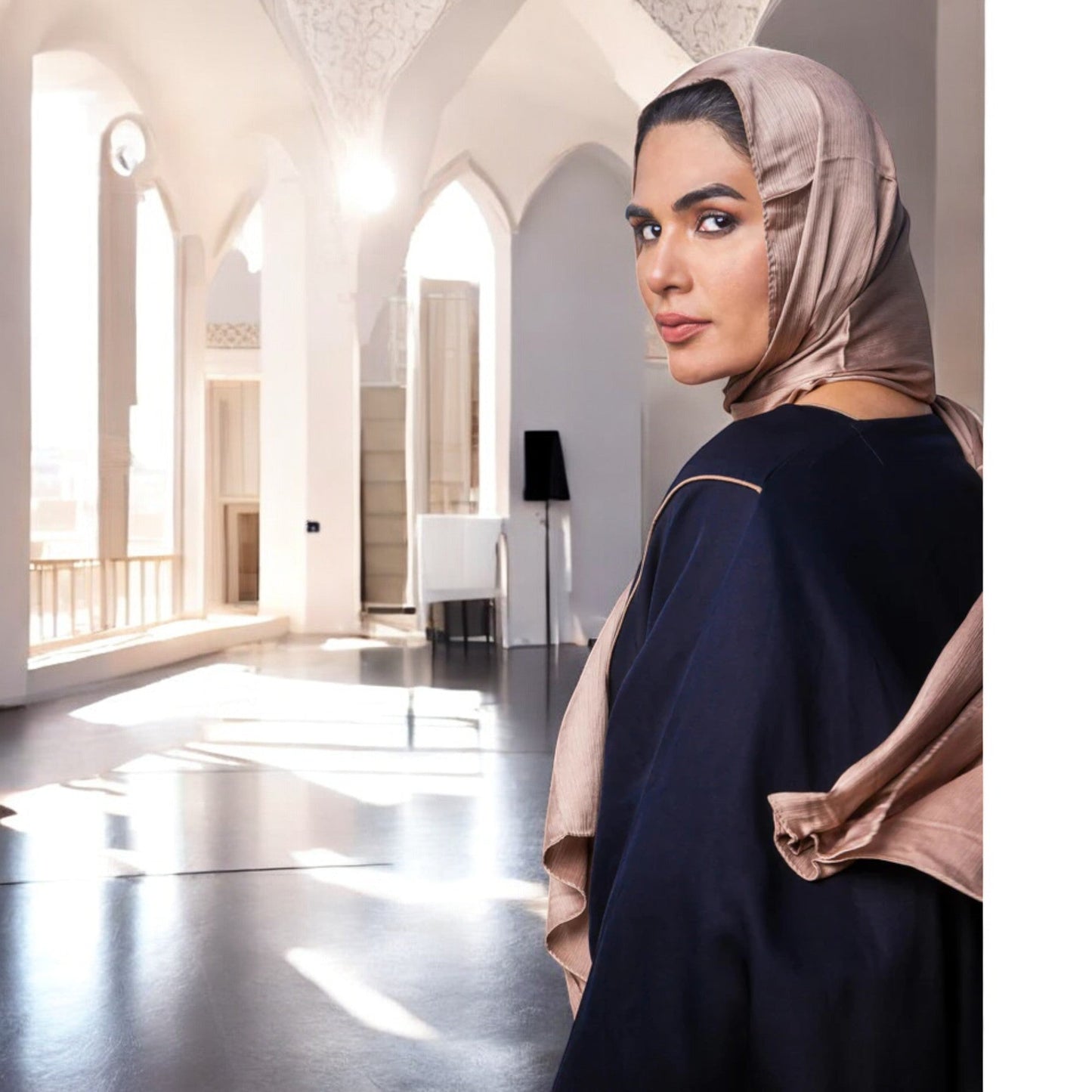 Luxury Tiktok Bhisht Kaftan Abaya with Satin Hijab Black