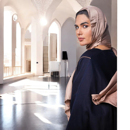 Luxury Tiktok Bhisht Kaftan Abaya with Satin Hijab Black