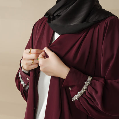 Luxurious Three-Piece Abaya Set with Designer Sleeves