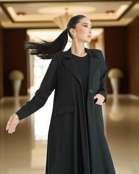 Blazer-Inspired Trendy Abaya in Flowing Firdaus Fabric