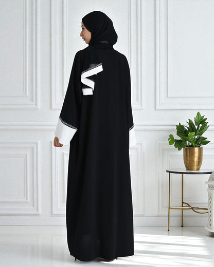 3 Piece Abaya Set in CEY Crush with Front Open Upper Abaya & Dupatta