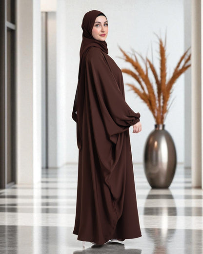 Free Size Kaftan Burqa in Firdaus Fabric with Elasticated Cuff Sleeves