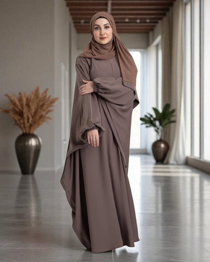 Free Size Kaftan Abaya in Firdaus Fabric with Elasticated Cuff Sleeves