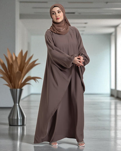 Free Size Kaftan Abaya in Firdaus Fabric with Elasticated Cuff Sleeves