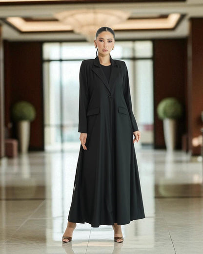Blazer-Inspired Trendy Abaya in Flowing Firdaus Fabric