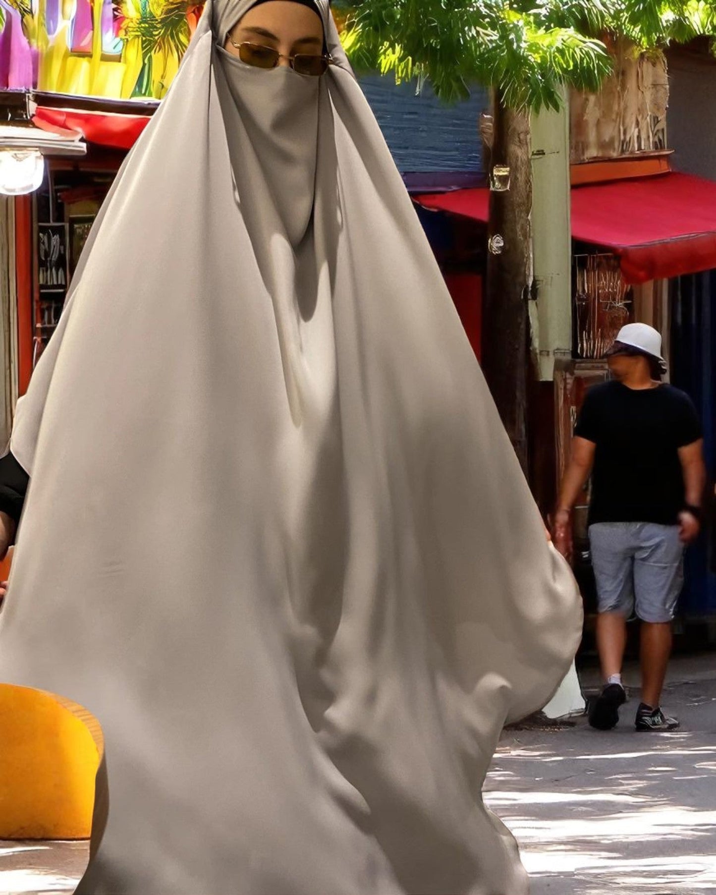 Two-Piece Abaya Jilbab Set with Premium Firdaus Fabric & Diamond Georgette Khimar