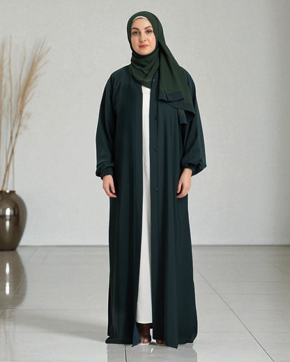 Front Open Firdaus Fabric Abaya Set with Sleeveless Inner – Stylish Burqa Online