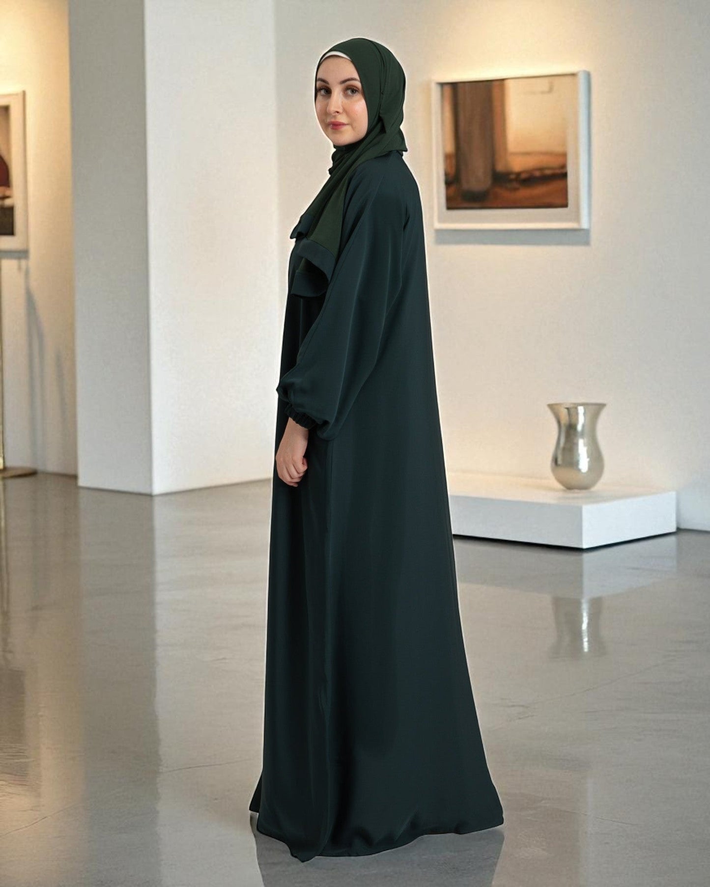 Front Open Firdaus Fabric Abaya Set with Sleeveless Inner – Stylish Burqa Online