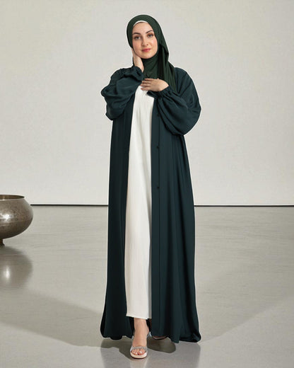 Front Open Firdaus Fabric Abaya Set with Sleeveless Inner – Stylish Burqa Online