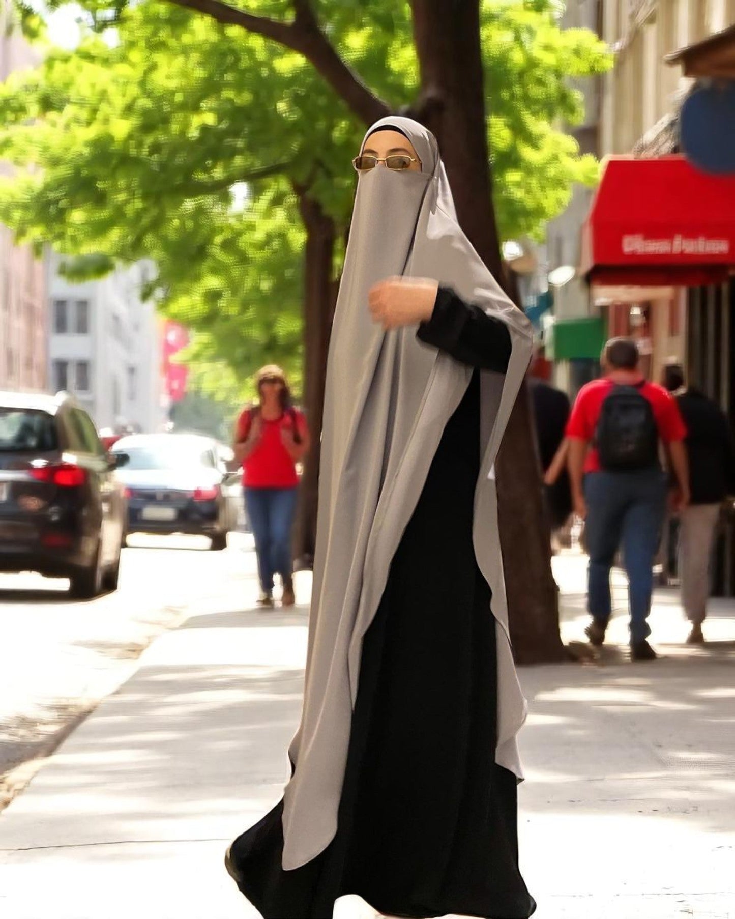 Two-Piece Abaya Jilbab Set with Premium Firdaus Fabric & Diamond Georgette Khimar