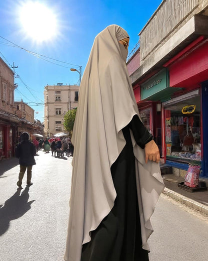 Two-Piece Abaya Jilbab Set with Premium Firdaus Fabric & Diamond Georgette Khimar