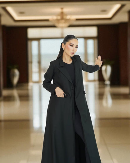 Blazer-Inspired Trendy Abaya in Flowing Firdaus Fabric