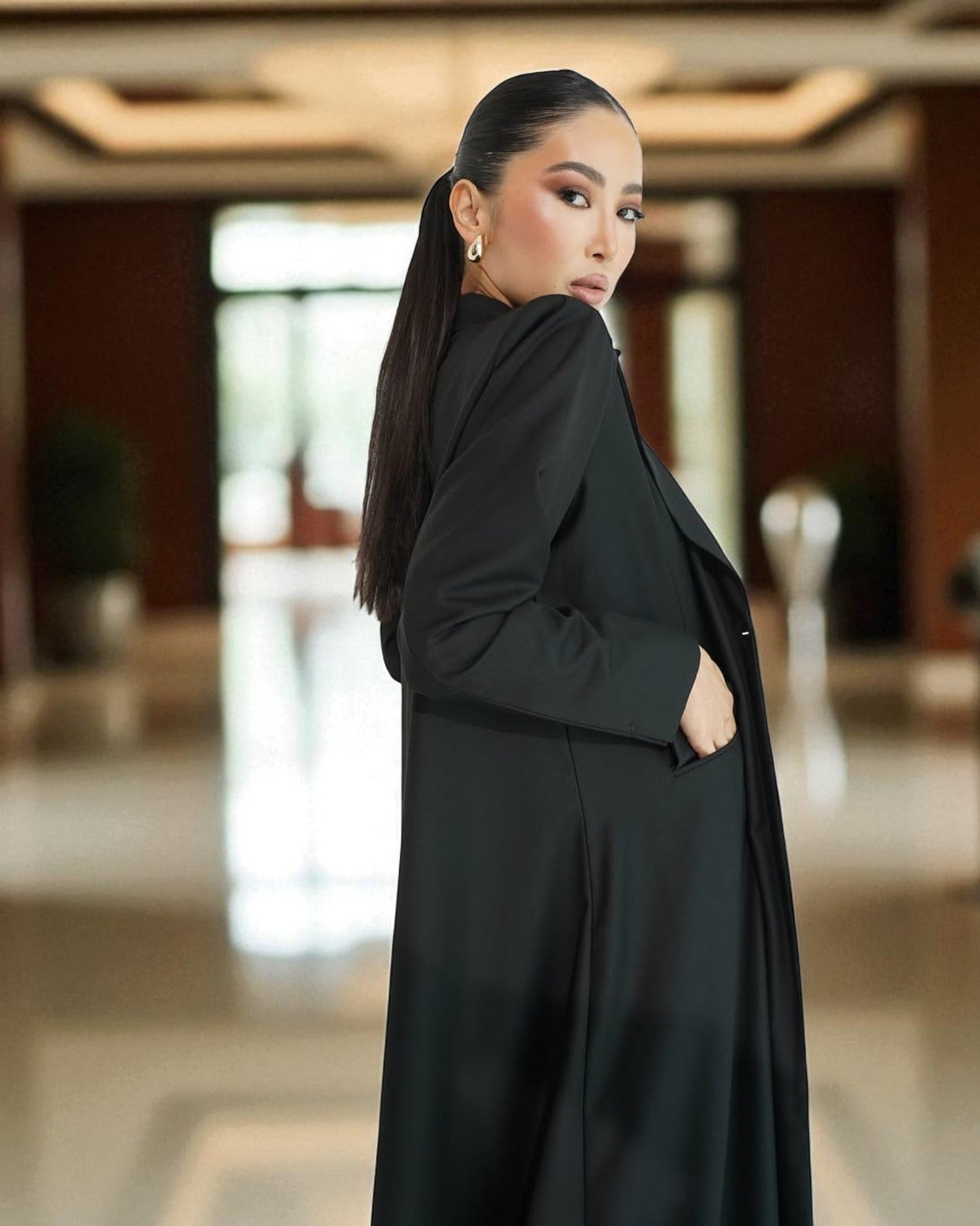 Blazer-Inspired Trendy Abaya in Flowing Firdaus Fabric