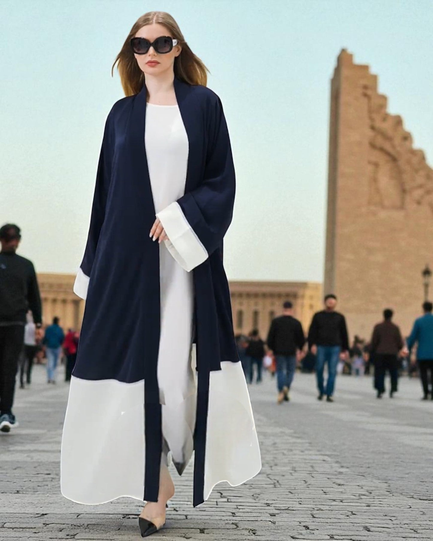 Two-Tone Firdaus Three-Piece Abaya Set with Inner & Hijab