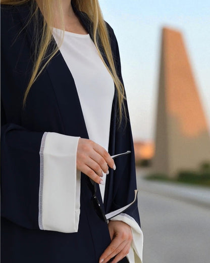 Two-Tone Firdaus Three-Piece Abaya Set with Inner & Hijab