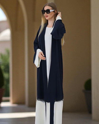 Two-Tone Firdaus Three-Piece Abaya Set with Inner & Hijab