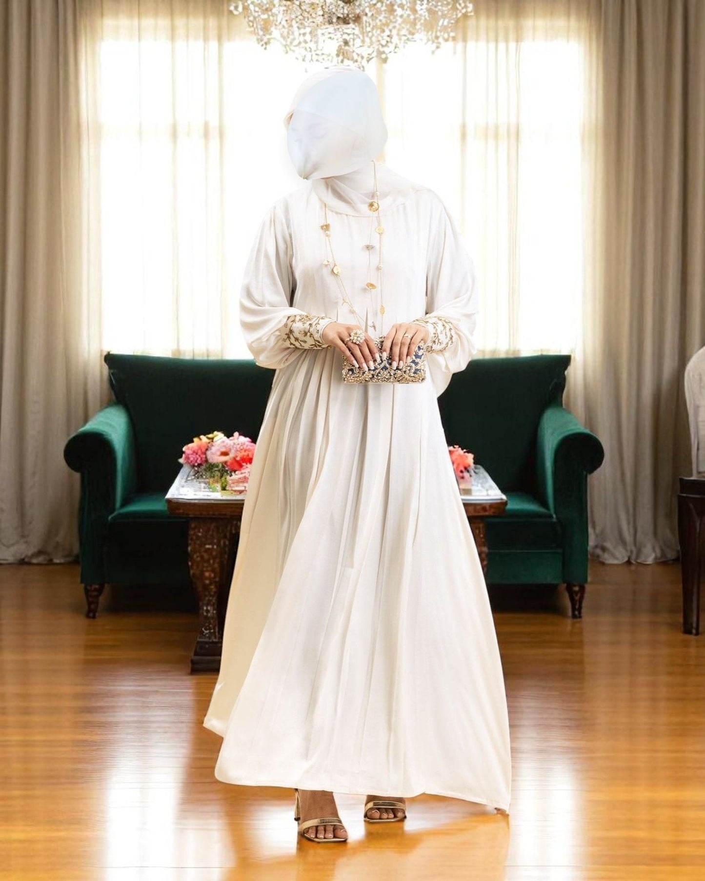 Designer Umbrella Flare Abaya with Handwork Embellishments