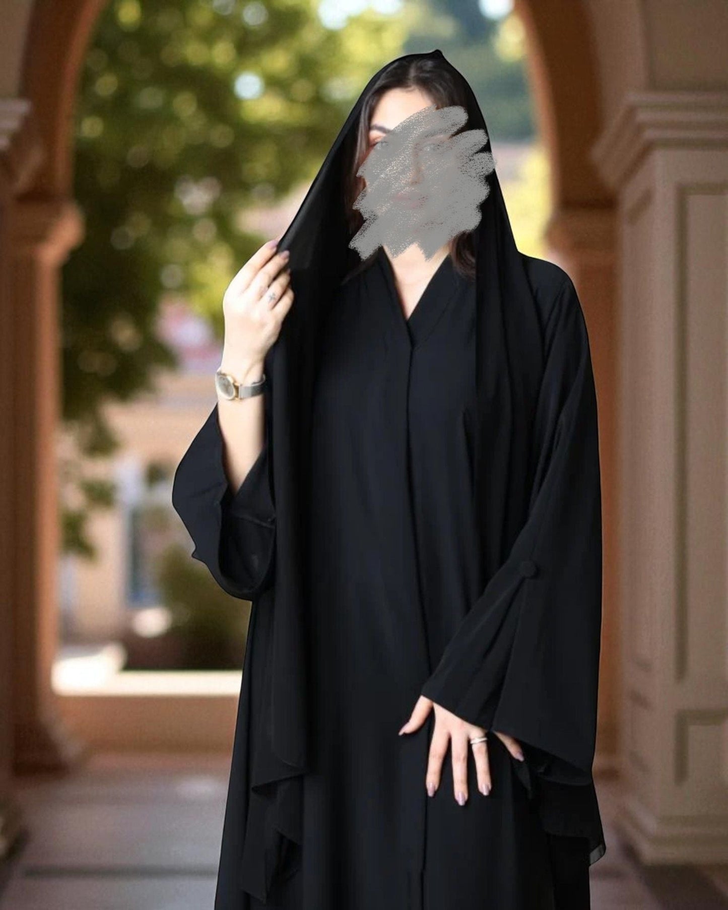 Minimal Grace Black Burqa Abaya in Pure Prada Fabric with Designer Sleeves