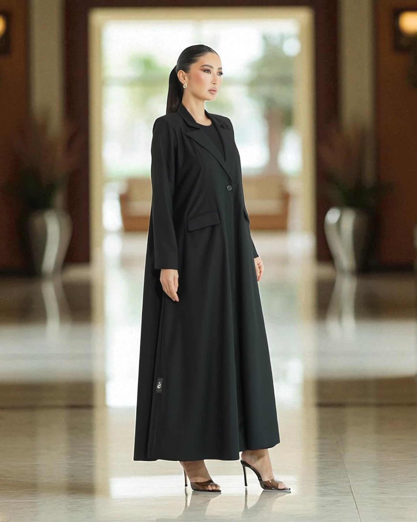 Blazer-Inspired Trendy Abaya in Flowing Firdaus Fabric