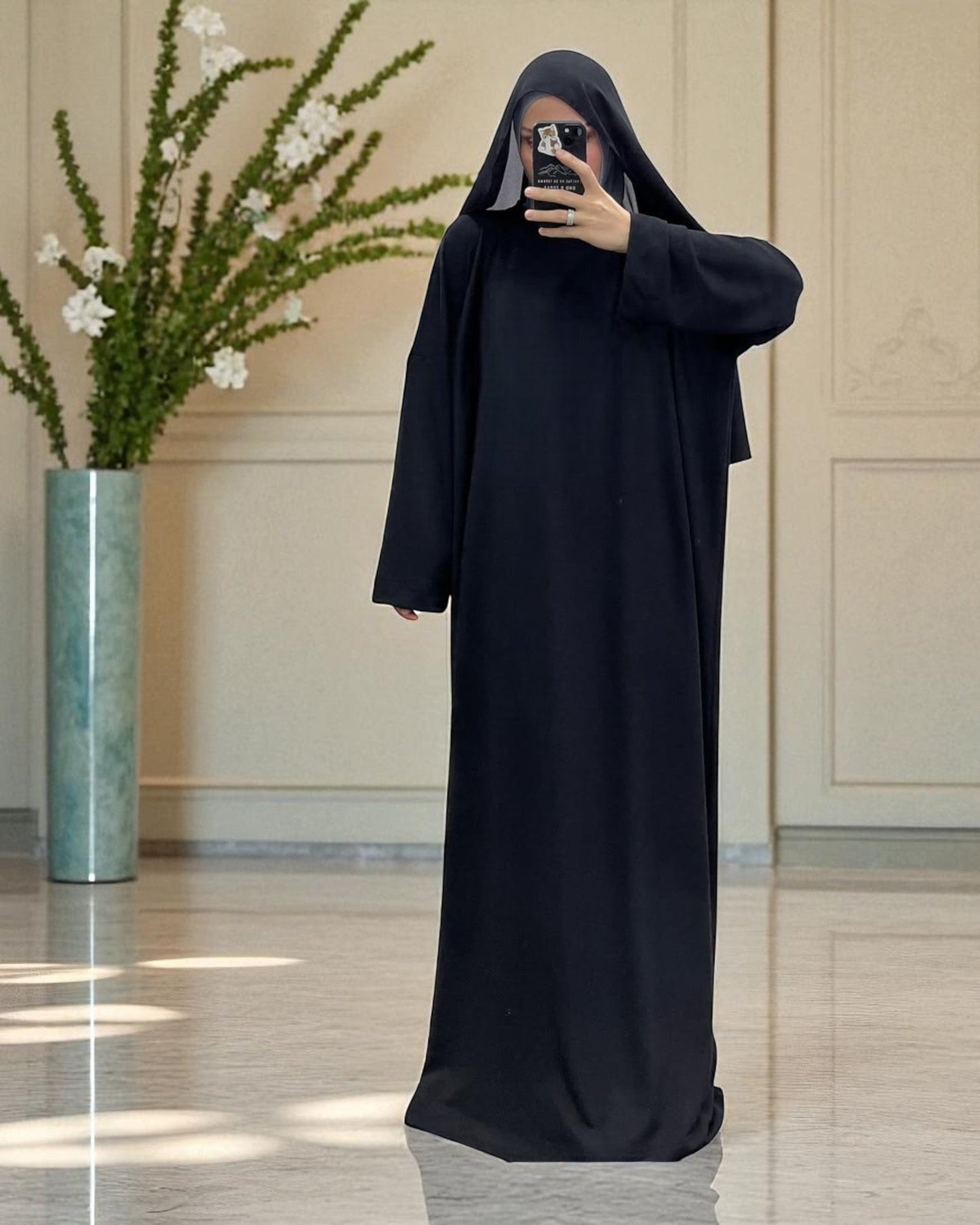 Oversized Firdaus Abaya with Extra Shoulder and Hijab Stole