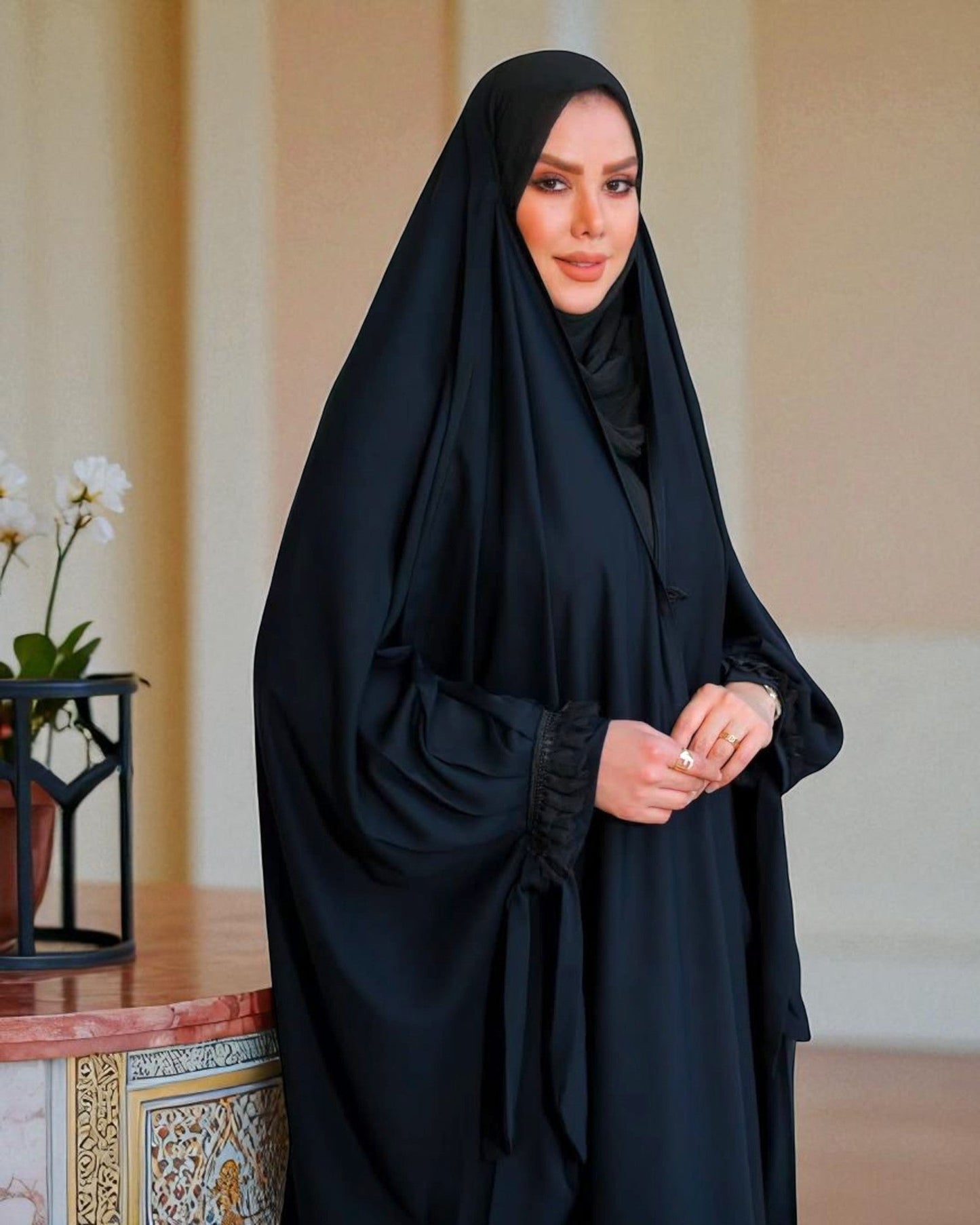 Firdaus Fabric Irani Chadar with Ribbon Cuff Detailing