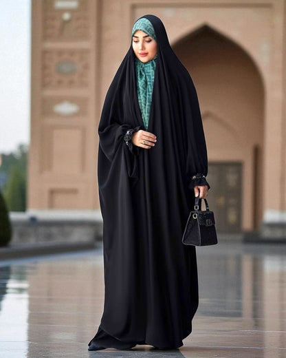 Black Irani Chadar with Handwork Embellished Cuffs Ð Firdaus Fabric