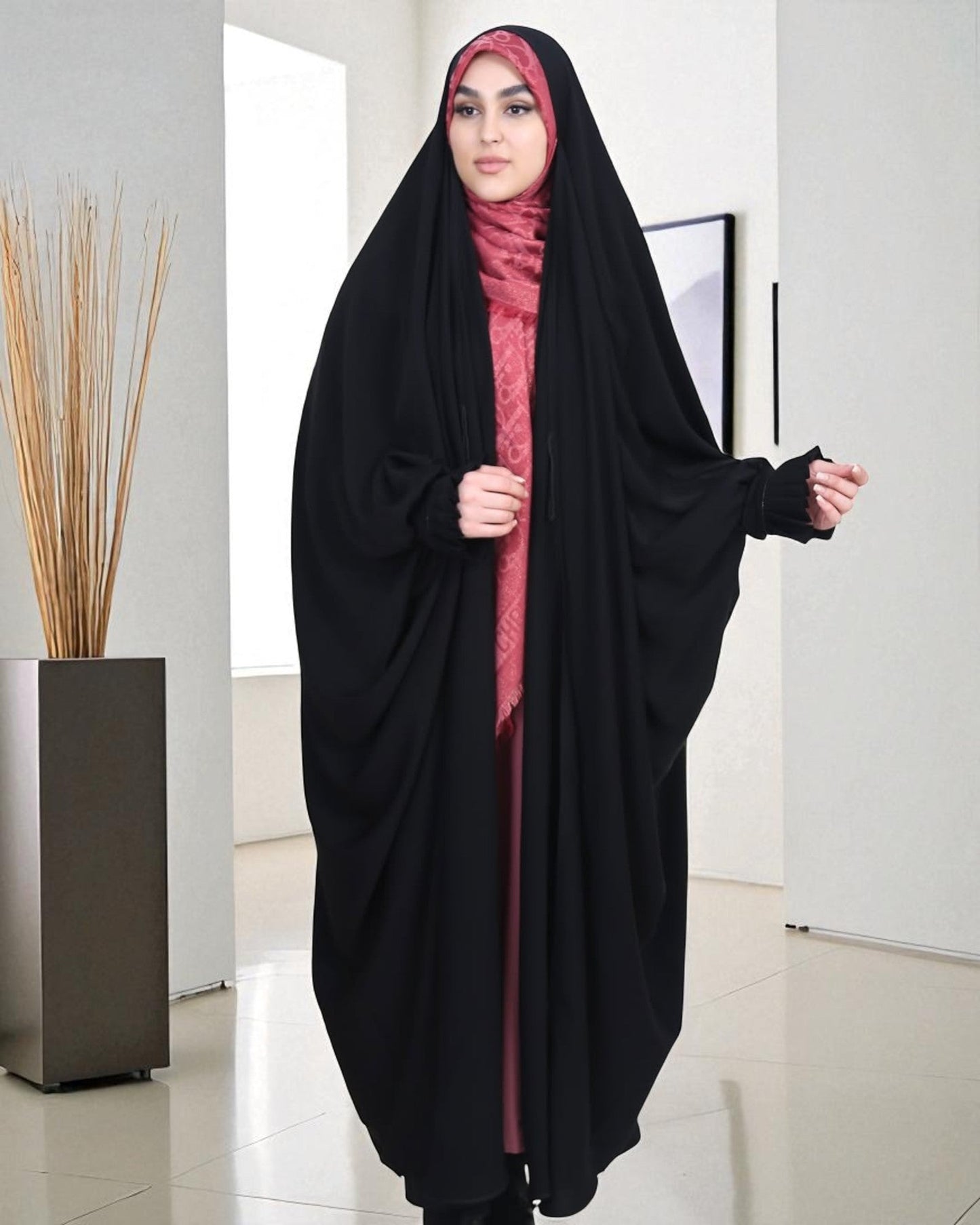 Firdaus Fabric Irani Chadar with Pleated Cuffs and Lace Detailing