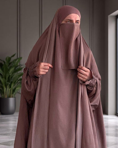 Designer One-Piece Jilbab in Cye Crush Fabric with Matching Niqab