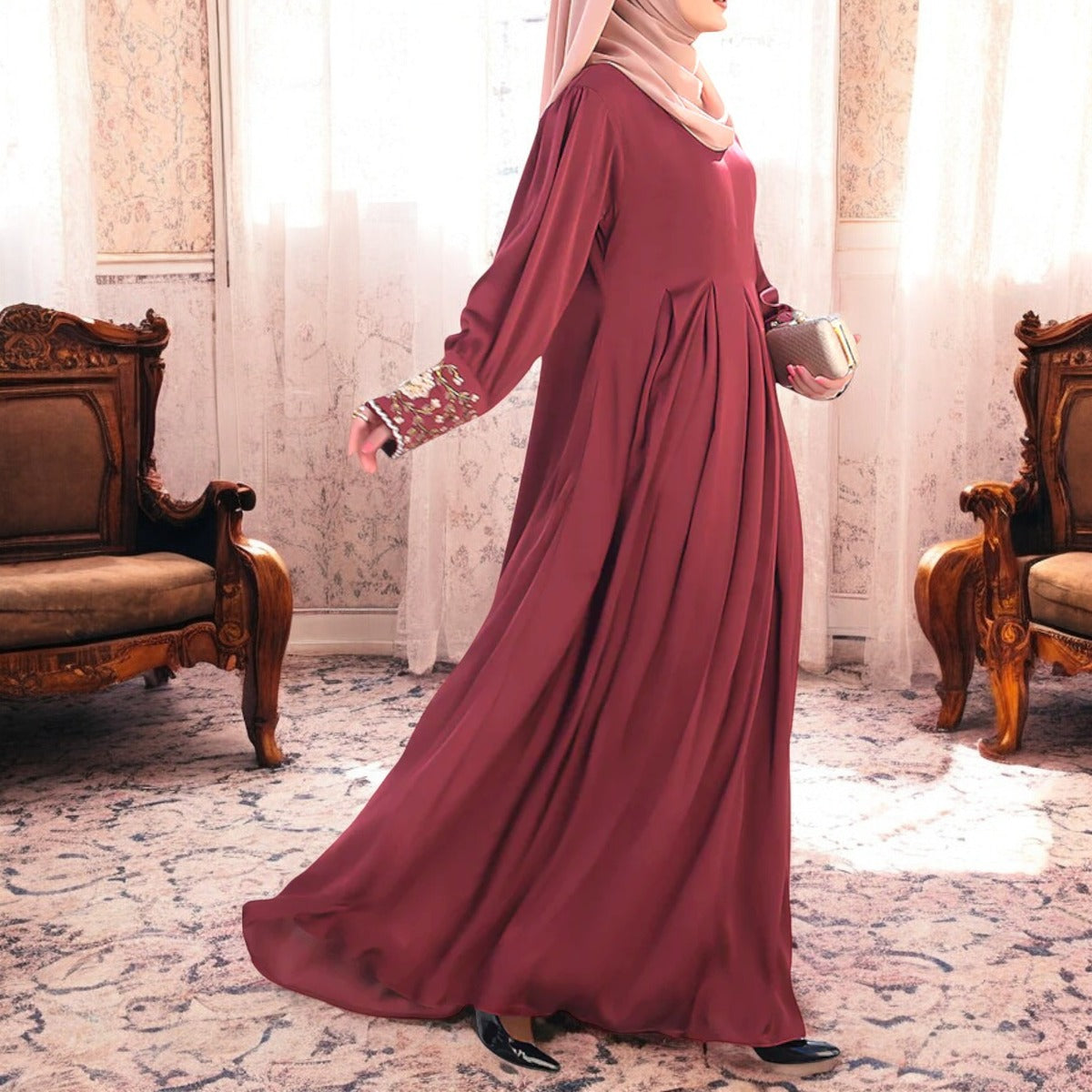 Designer Umbrella Flare Abaya with Handwork Embellishments
