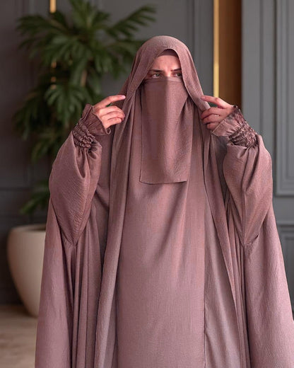 Designer One-Piece Jilbab in Cye Crush Fabric with Matching Niqab