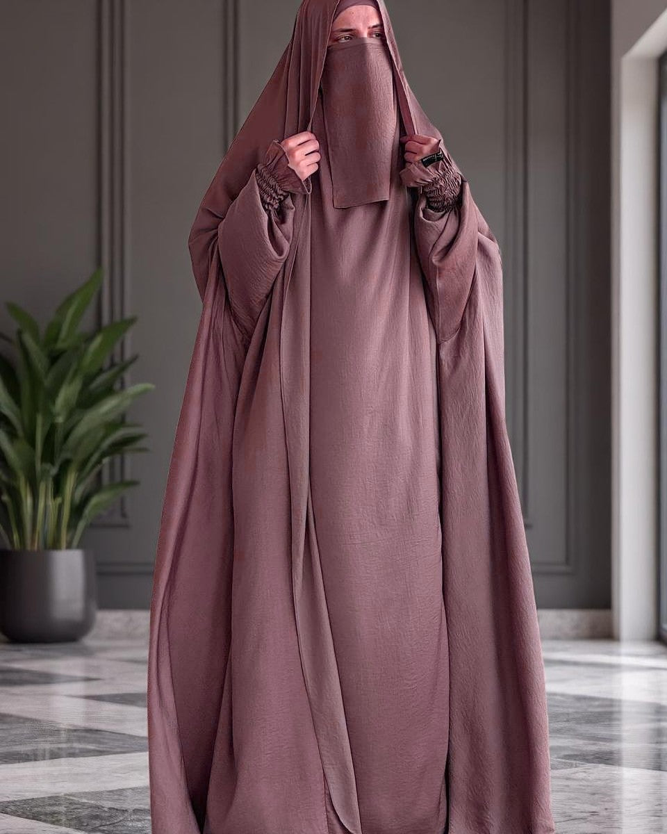 Designer One-Piece Jilbab in Cye Crush Fabric with Matching Niqab