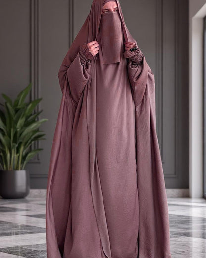 Designer One-Piece Jilbab in Cye Crush Fabric with Matching Niqab