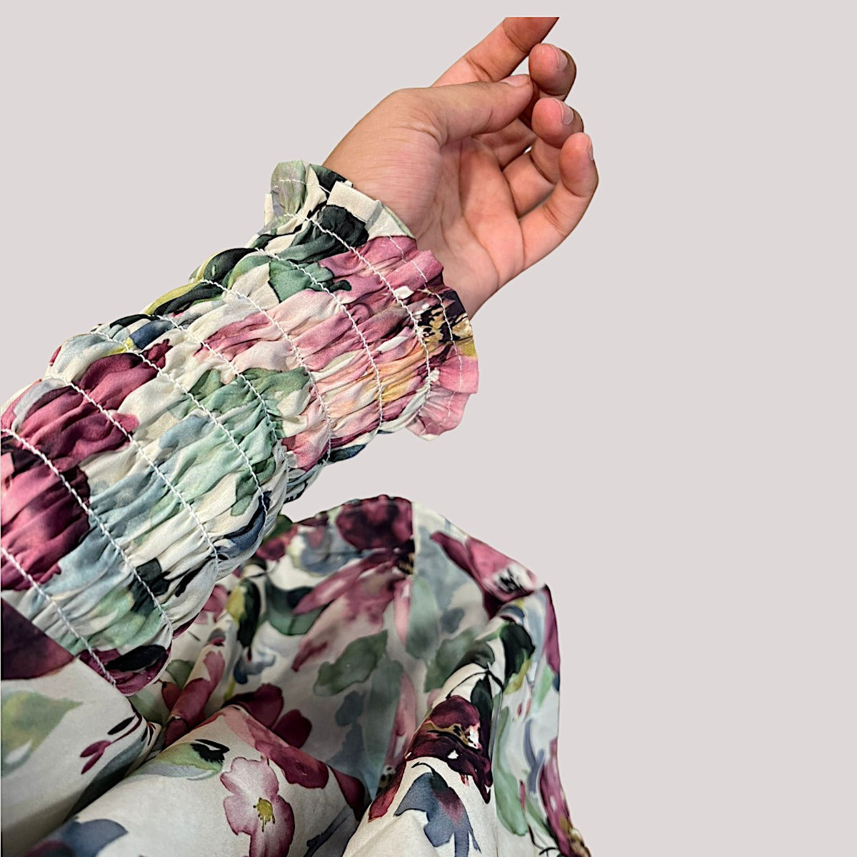 Printed Khimar-Long Prayer Hijab With Attached Mouth-Piece